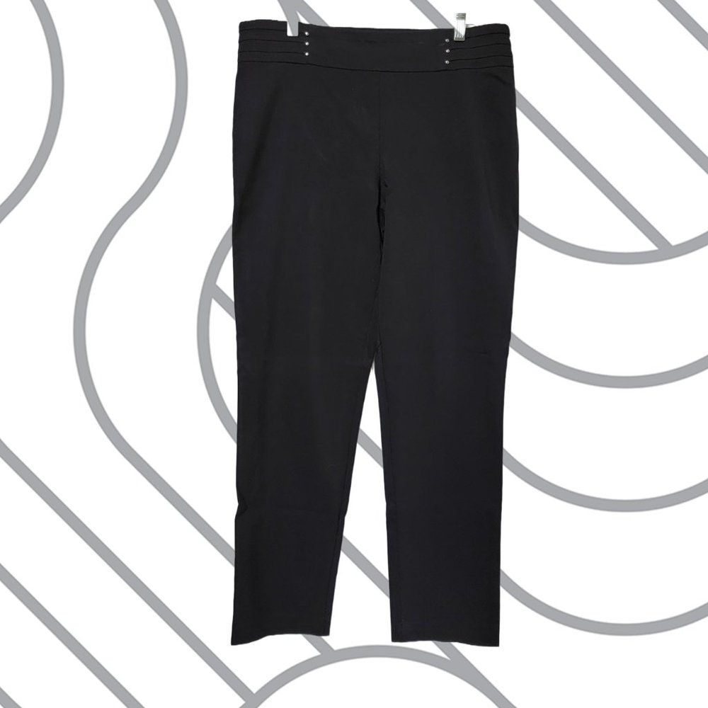 JM Collection Studded Pull-On Tummy Control Pants, Large, Black